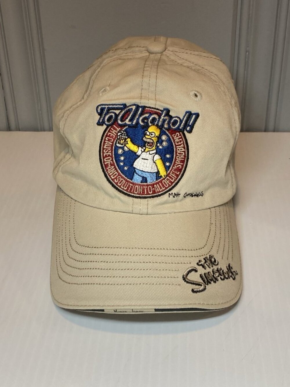 The Simpsons Homer To Alcohol Mmm Beer Baseball Hat Cap Adjustable OSFA Vintage
